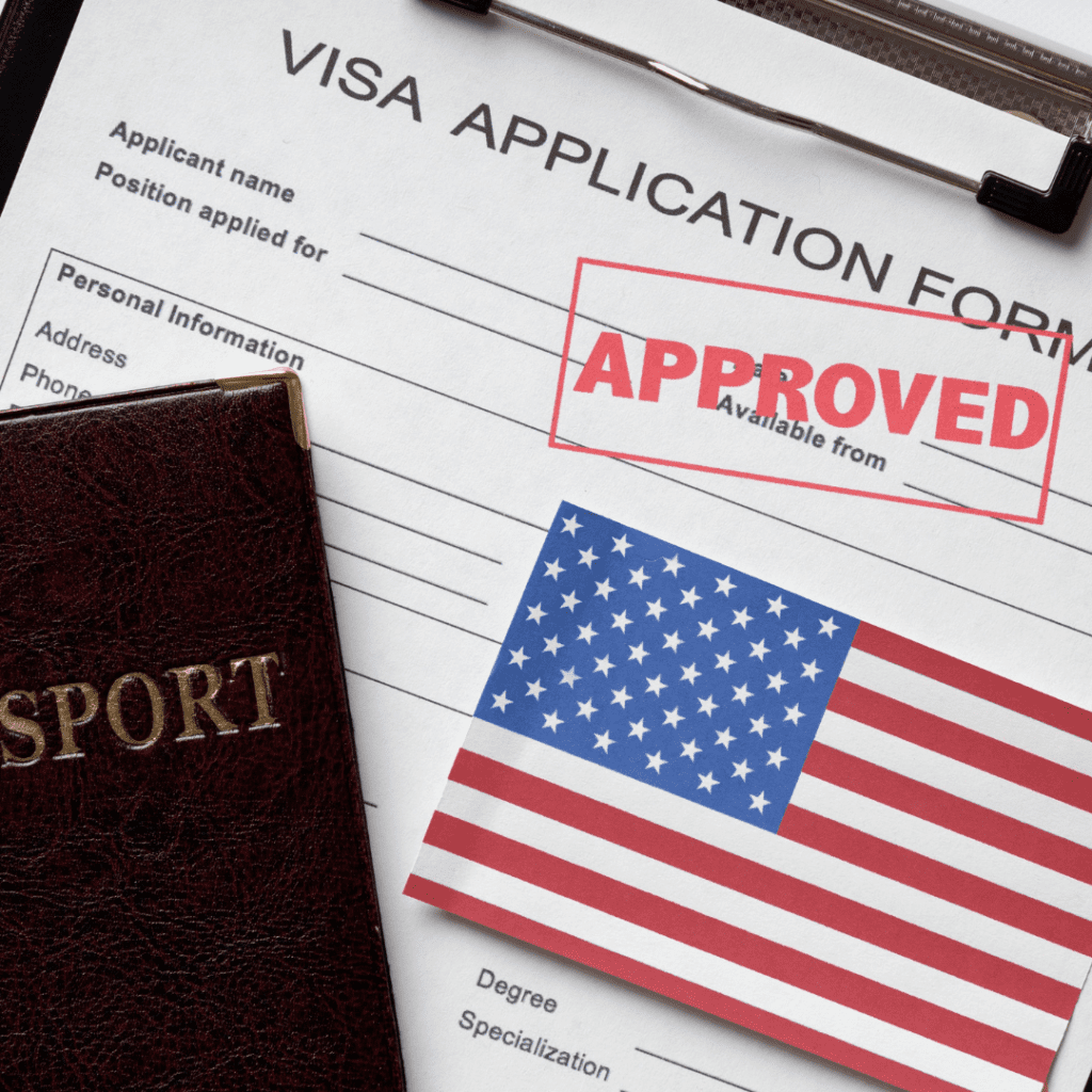 Visa Application Approved Stamp in Red Color